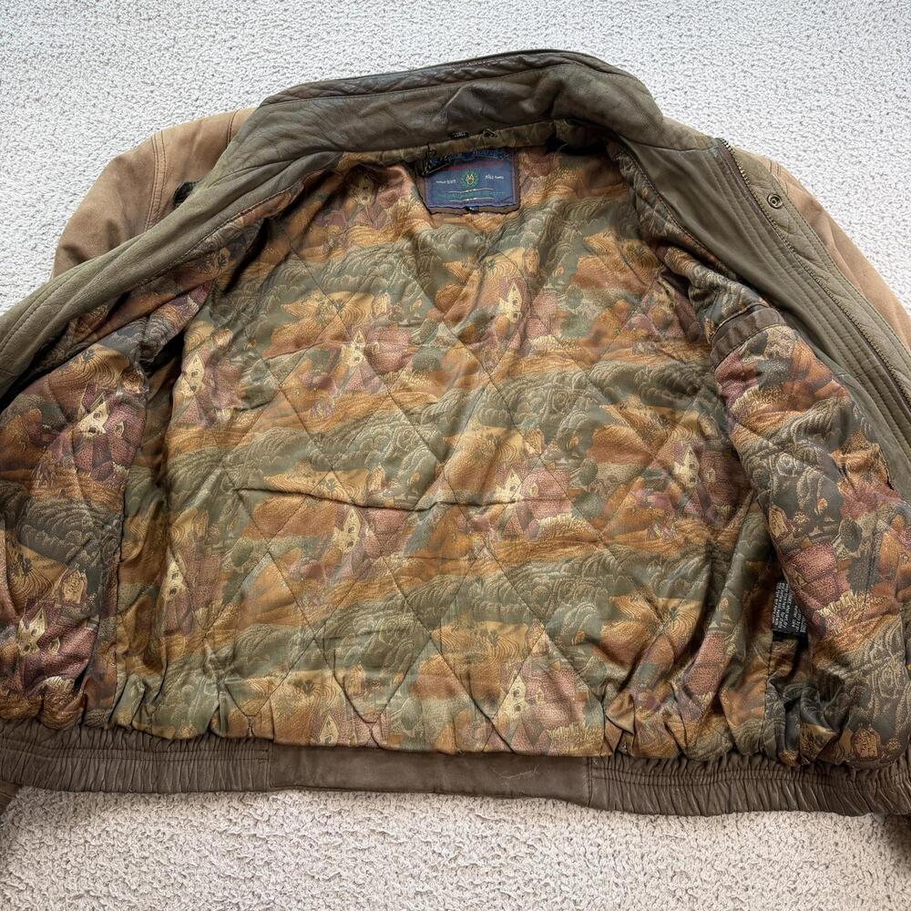 Vintage 90s Members Only Genuine Leather Jacket Brown Quilted Lined Korea Made L - Picture 5 of 9